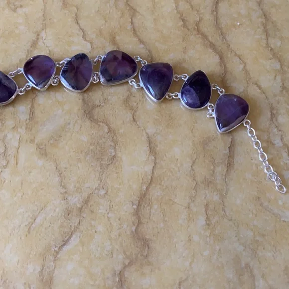Vintage 925 natural amethyst bracelet - Picture 7 of 7